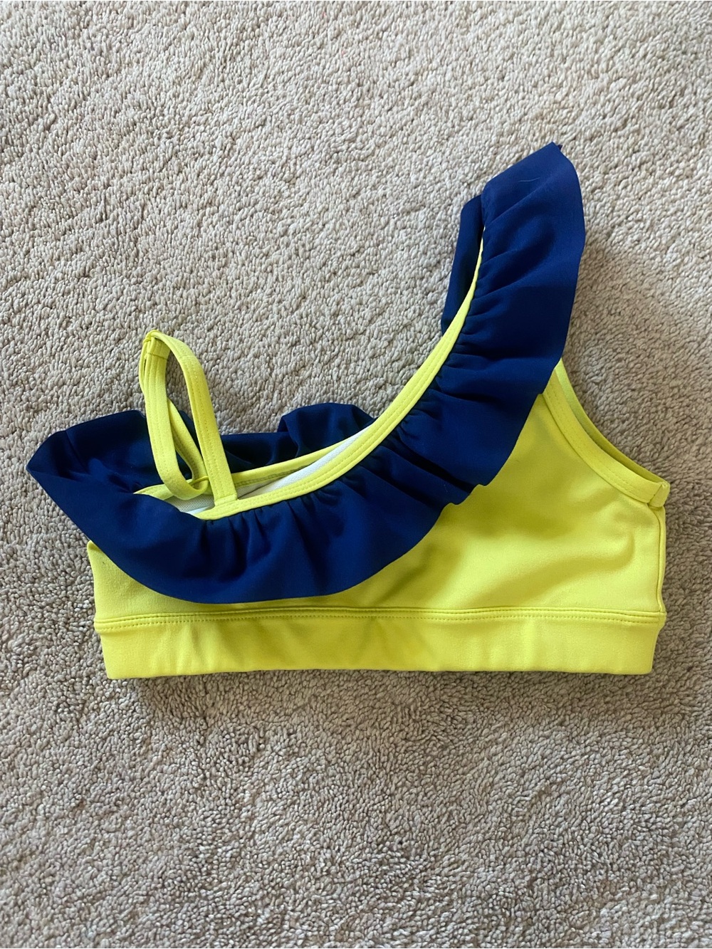 Jo+Jax Yellow & Blue Ruffle Top YL Large